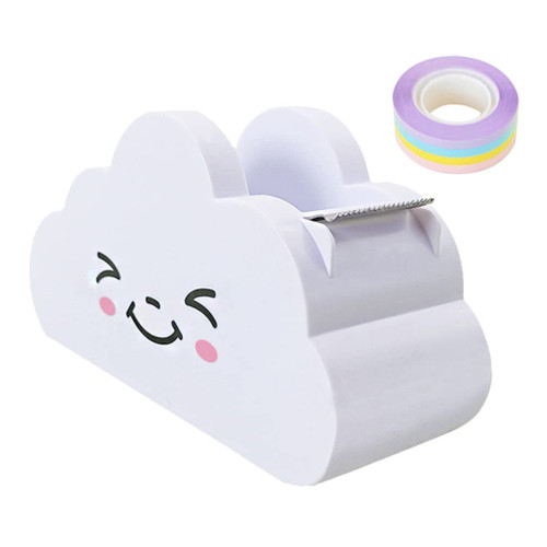 jojofuny Office Tape Dispenser Desktop Tape Dispenser Cloud Shape Office Desk Tape Dispenser Cutter with Rainbow Tape Roll for Masking Washi Tape Home Office School Supplies Tape Roll Dispenser