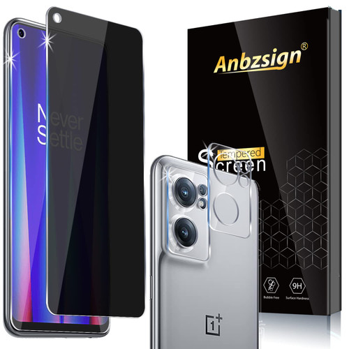Anbzsign For OnePlus Nord 2 5G (2022) With [2 Pack] Camera Lens Protector and [2 Pack] Privacy Screen Protector, Anti-Spy 9H Hardness Tempered Glass