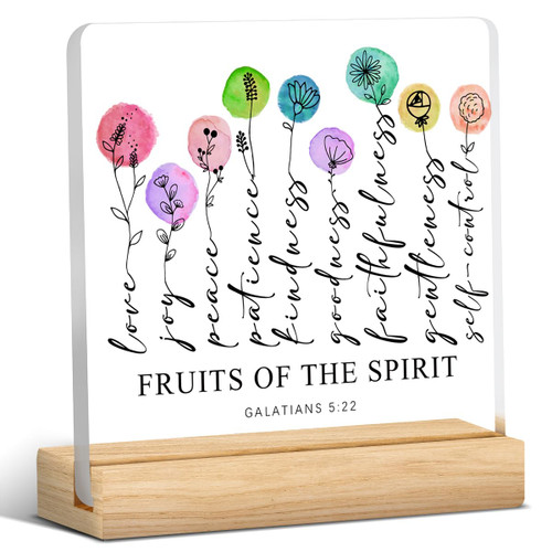Religious Gifts Christian Gift Fruits of the Spirit Clear Desk Decorative Sign Scripture Floral Acrylic Plaque With Wooden Stand 4x4 Inch Sign Home Desk Decor Religious Gifts Christian Gift Fruits of the Spirit Clear Desk Decorative Sign Scripture Floral Acrylic Plaque With Wooden Stand 4x4 Inch Sign Home Desk Decor