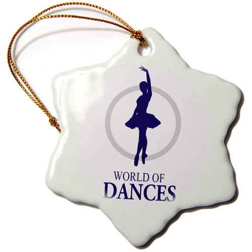 3dRose World of Dances and Ballerina in Navy Blue and Grey - Ornaments (orn-219668-1)