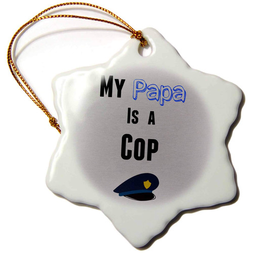 3dRose My Papa is a Cop Phrase Blue with Grey Background - Ornaments (orn-219823-1) 3dRose My Papa is a Cop Phrase Blue with Grey Background - Ornaments (orn-219823-1)