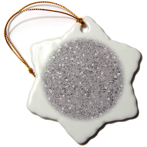 3dRose PS Chic - Grey Silver Image of Glitter Glitz - Ornaments (orn-265720-1)