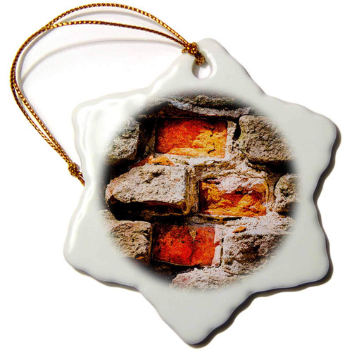 3dRose Rough, Old Vintage Brick Wall. Grey and Orange Bricks - Ornaments (orn-270524-1)