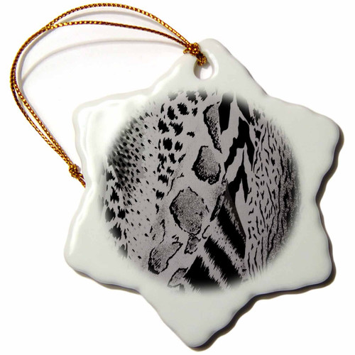 3dRose RinaPiro Pattern - Animal Pattern. Grey. - Ornaments (orn-336007-1)