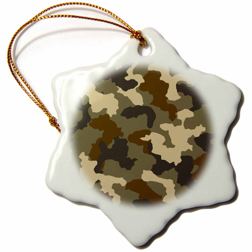 3dRose RinaPiro Pattern - Camo Design. Beige, Brown, Grey. - Ornaments (orn-337641-1)