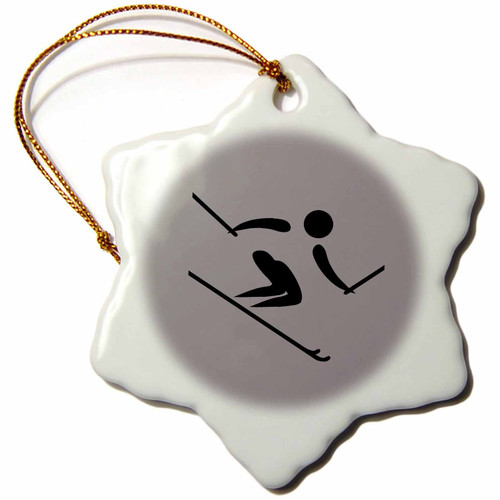 3dRose RinaPiro Sport - Skiing. Grey Background. - Ornaments (orn-337645-1)