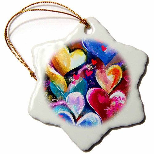3dRose Valentines Day. Love is in The air. Colorful Hearts. Chic Gift,... - Ornaments (orn-374940-1)