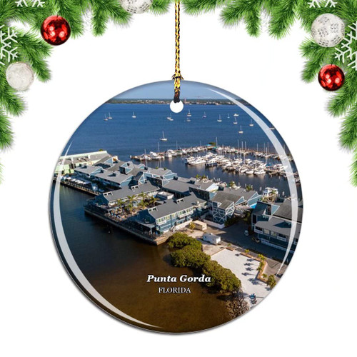 Weekino Punta Gorda Fishermen's Village Florida USA Christmas Xmas Tree Ornament Decoration Hanging Pendant Decor City Travel Souvenir Collection Double Sided Porcelain 2.85 Inch Weekino Punta Gorda Fishermen's Village Florida USA Christmas Xmas Tree Ornament Decoration Hanging Pendant Decor City Travel Souvenir Collection Double Sided Porcelain 2.85 Inch