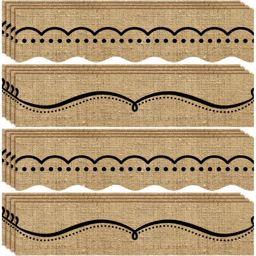 Burlap Bulletin Board Borders Classroom Border Trim Burlap Straight Borders Dotted Swirl Bulletin Wall Decor Back to School Decoration Borders (78.8 Feet)