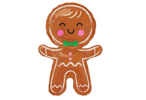 Adorable Gingerbread Man Jumbo 31" Foil Christmas Party Balloon Adorable Gingerbread Man Jumbo 31" Foil Christmas Party Balloon