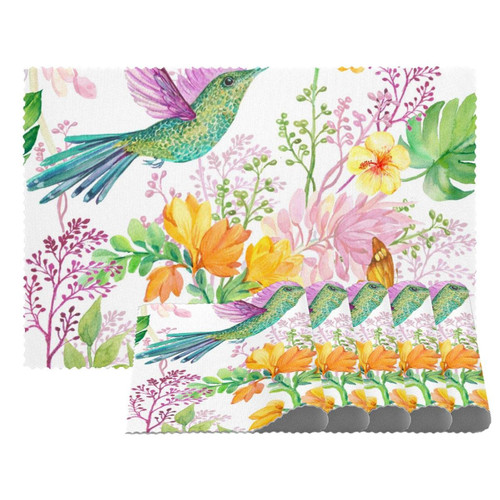 Placemats Dining Table Place Mats Cloth Placemats Kitchen Table Mats Indoor Outdoor Placemat, Pastorable Flower Hummingbird Butterfly Vintage Floral Spring Placemats Dining Table Place Mats Cloth Placemats Kitchen Table Mats Indoor Outdoor Placemat, Pastorable Flower Hummingbird Butterfly Vintage Floral Spring