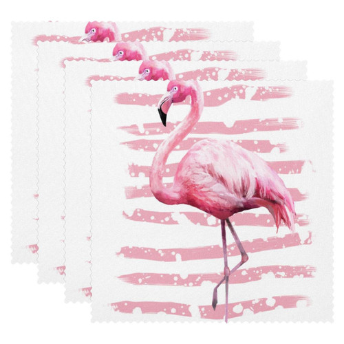 Placemats Dining Table Place Mats Cloth Placemats Kitchen Table Mats Indoor Outdoor Placemat, Pink Striped Flamingo Tropical Animal