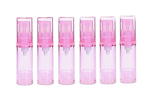 5ML Airless Pump Bottle-Empty Refillable Airless Vacuum Pump Cream Lotion Bottle Travel Bottles Toiletries Liquid Container for Cosmetic Make-up Pack of 6 (Pink)