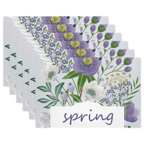 Placemats Dining Table Place Mats Cloth Placemats Kitchen Table Mats Indoor Outdoor Placemat, Spring Flowers Purple Floral Vintage Pastorable Placemats Dining Table Place Mats Cloth Placemats Kitchen Table Mats Indoor Outdoor Placemat, Spring Flowers Purple Floral Vintage Pastorable