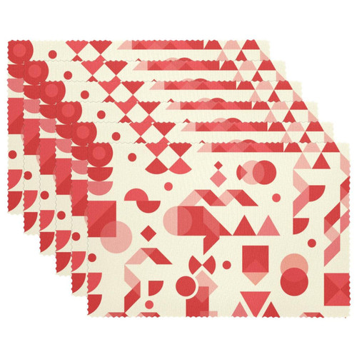 Placemats Dining Table Place Mats Cloth Placemats Kitchen Table Mats Indoor Outdoor Placemat, Modern Art Geometric Red Abstraction