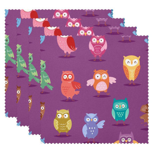 Placemats Dining Table Place Mats Cloth Placemats Kitchen Table Mats Indoor Outdoor Placemat, Cartoon Animal Colored Owl
