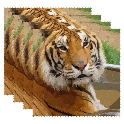 Placemats Dining Table Place Mats Cloth Placemats Kitchen Table Mats Indoor Outdoor Placemat, Cartoon Animal Tiger