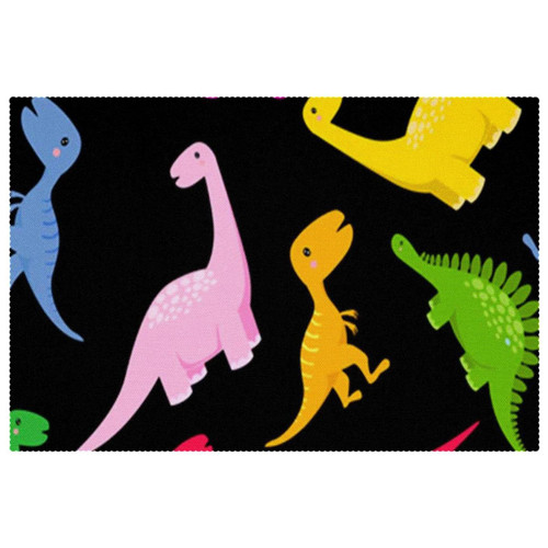 Placemats Dining Table Place Mats Cloth Placemats Kitchen Table Mats Indoor Outdoor Placemat, Cartoon Animal Colored Dinosaur