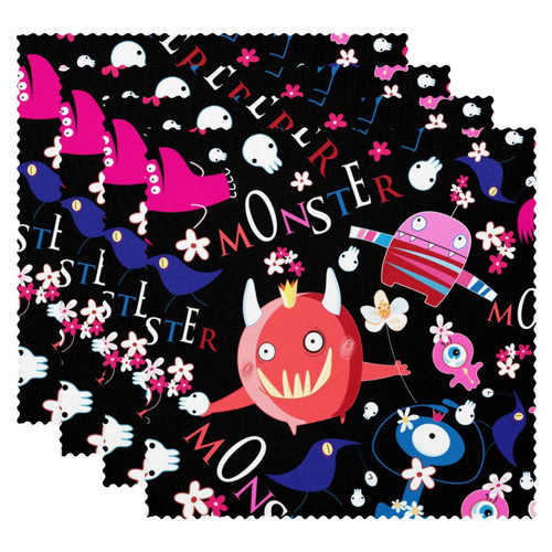 Placemats Dining Table Place Mats Cloth Placemats Kitchen Table Mats Indoor Outdoor Placemat, Halloween Cartoon Animal Flower