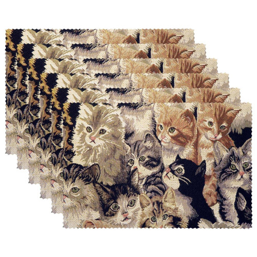 Placemats Dining Table Place Mats Cloth Placemats Kitchen Table Mats Indoor Outdoor Placemat, Cats Vintage Pattern