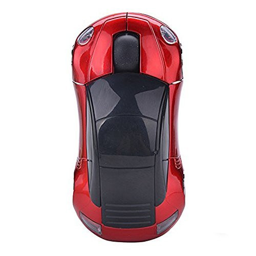 Glamorway Mini 2.4Ghz Wireless Optical Mouse Mice Car Shape USB Receiver for PC Laptop Notebook USB Receiver (Red)