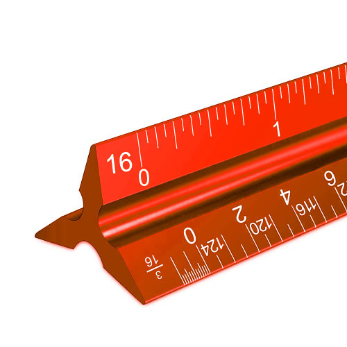 Architectural Scale Ruler, 12" Aluminum Architect Scale, Triangular Scale, Scale Ruler for Blueprint, Triangle Ruler, Drafting Ruler, Architect Ruler, Metal Scale Ruler, Architecture Ruler(Red)