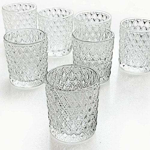 SHMILMH Glass Votive Candle Holders 12 PCS, Clear Tealight Candle Holders Bulk Candle Jar for Wedding Table Centerpiece Birthday Propose Decor