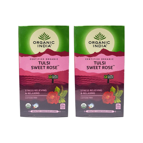 Organic Herbs Tulsi Sweet Rose 25 Infusion Tea Bags in each Pack Fat to Fit, Pack of 2 Organic Herbs Tulsi Sweet Rose 25 Infusion Tea Bags in each Pack Fat to Fit, Pack of 2