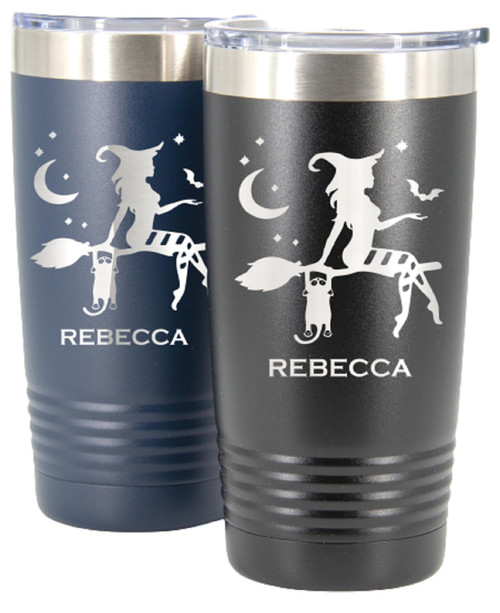 Witch Tumbler, Engraved Bat Tumbler, Halloween Tumblers, Custom Halloween Gifts, Cat tumbler, Halloween Party Cup, Halloween Travel Mug