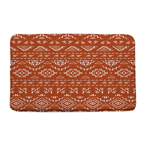ABONAN Boho Geometric Bath Mat Orange Modern Farmhouse Tribal Retro Western Aztec Bathroom Decor Microfiber Memory Foam Backing Bath Rugs18x30 Inch