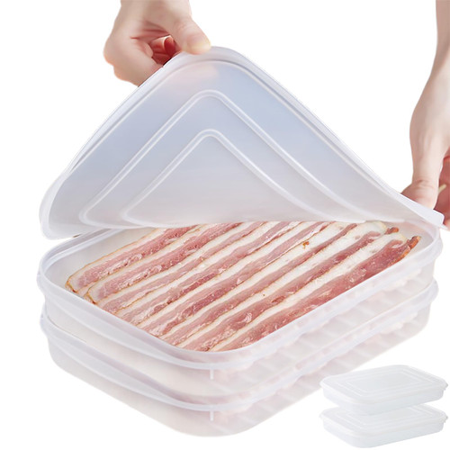 2 Pack-Plastic Bacon Keeper with Lids Airtight, Deli Meat Cold Cuts Cheese Saver Food Storage Containers for Refrigerators, Freezer, Shallow Low Profile Christmas Cookie Holder 2 Pack-Plastic Bacon Keeper with Lids Airtight, Deli Meat Cold Cuts Cheese Saver Food Storage Containers for Refrigerators, Freezer, Shallow Low Profile Christmas Cookie Holder