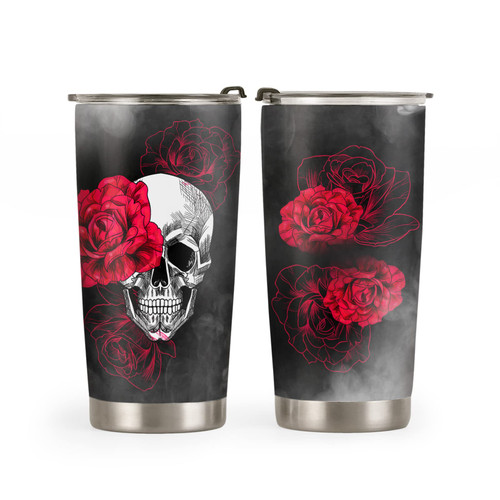 64HYDRO 20oz Unique Skull Gifts for Men, Women, Gothic Gifts for Women, Goth Gifts, Valentines Day Gifts for Her, Him, Inspirational Rose Flower Skull Tumbler Cup, Insulated Travel Coffee Mug with Lid 64HYDRO 20oz Unique Skull Gifts for Men, Women, Gothic Gifts for Women, Goth Gifts, Valentines Day Gifts for Her, Him, Inspirational Rose Flower Skull Tumbler Cup, Insulated Travel Coffee Mug with Lid