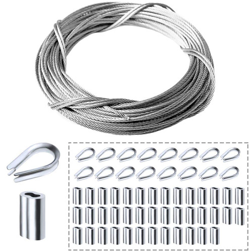 Amadget Stainless Steel Wire Rope, 316 Marine Grade Cable Railing Kit, Aircraft Wire Rope & Picture Hanging Kit for Railing, Decking, Boat Marine Hardware (1/16" x 180 Feet)