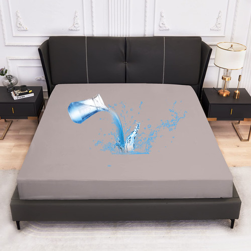 ARCONA Full Size Mattress Protector Waterproof Mattress Protector with 18" Deep Pocket,Soft Breathable Bed Mattress Cover,Grey,Fitted Sheet Style