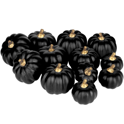 Artmag Artificial Pumpkins Bulk 12Pcs Assorted Sizes Harvest Lifelike Pumpkin Fake Foam Pumpkin for Fall Autumn Halloween Home Party Thanksgiving Party Holiday Decor Black Artmag Artificial Pumpkins Bulk 12Pcs Assorted Sizes Harvest Lifelike Pumpkin Fake Foam Pumpkin for Fall Autumn Halloween Home Party Thanksgiving Party Holiday Decor Black