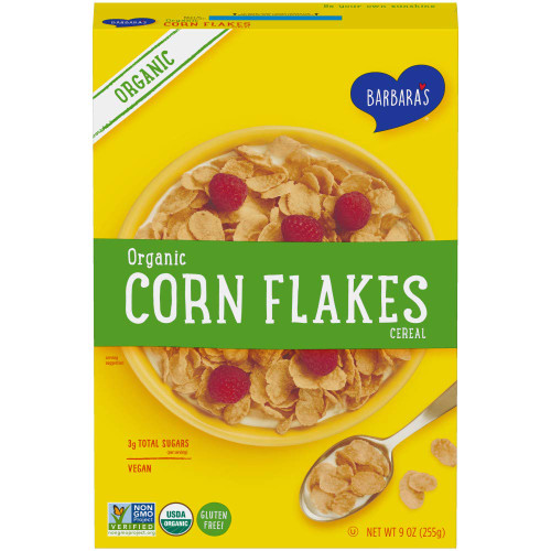 Barbara's Organic Corn Flakes Cereal, Gluten Free, Vegan, 9 Oz Box (Pack of 10) Barbara's Organic Corn Flakes Cereal, Gluten Free, Vegan, 9 Oz Box (Pack of 10)