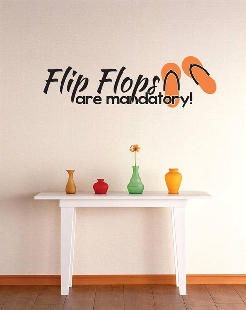 Design with Vinyl RE 3 C 2291 Flip Flops are Mandatory Image Quote Vinyl Wall Decal Sticker, 20 x 40"