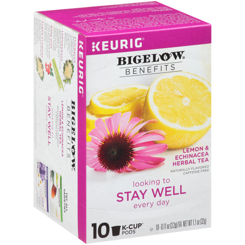 Bigelow Benefits Stay Well Lemon Echinacea Keurig K-Cups Pods Herbal Tea, Caffeine Free, 10 Count (Pack of 6), 60 Total K-Cup Pods Bigelow Benefits Stay Well Lemon Echinacea Keurig K-Cups Pods Herbal Tea, Caffeine Free, 10 Count (Pack of 6), 60 Total K-Cup Pods