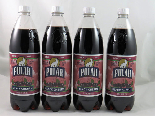 Black Cherry Soda by Polar Beverages 1 liter (33.8 fl oz) Bottles (4 Bottles)