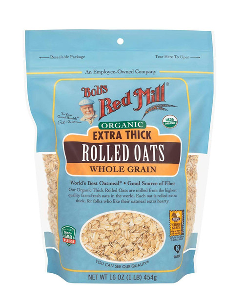 Bob's Red Mill Organic Extra Thick, Rolled Oats 16 oz (Pack of 2)