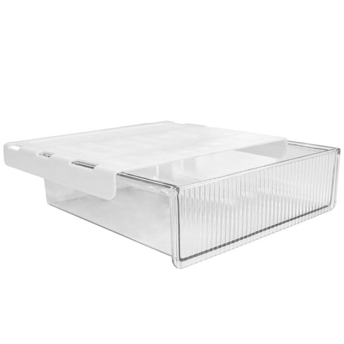 Bsfming Under Desk Storage Drawers Self-Adhesive Drawer Organizer for Under Desk Hidden Table Drawer Slide Out Office Stick on Desk Drawer Attachment Plastic Pencil Drawer Under Desk(Large, White)