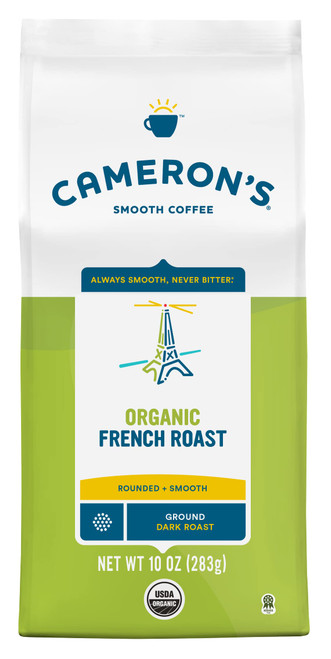 Cameron's Coffee Organic French Roast Ground Coffee, Dark Roast, 100% Arabica, 10-Ounce Bag, (Pack of 6)