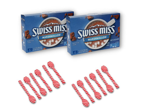 Candy Cane Spoons, Marshmallow Hot Chocolate Mix, Value Pack Serves 12 Candy Cane Spoons, Marshmallow Hot Chocolate Mix, Value Pack Serves 12