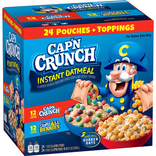 Cap'n Crunch Instant Oatmeal, 2 Flavor Variety Pack (Pack of 24)
