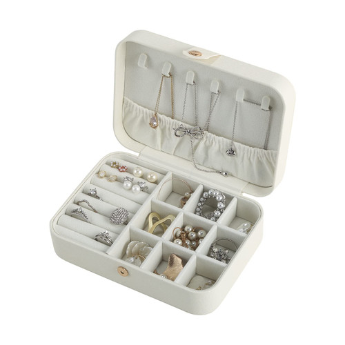 CASEGRACE Travel Jewelry Box Small Jewelry Organizer Case Display Storage for Earrings Necklace Rings Bracelets Portable Jewelry Organizer for Women Girls, White CASEGRACE Travel Jewelry Box Small Jewelry Organizer Case Display Storage for Earrings Necklace Rings Bracelets Portable Jewelry Organizer for Women Girls, White
