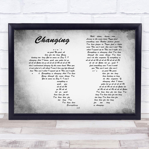 Changing Grey Man Lady Couple Song Lyric Grey Landscape Man & Lady Poster Art Print