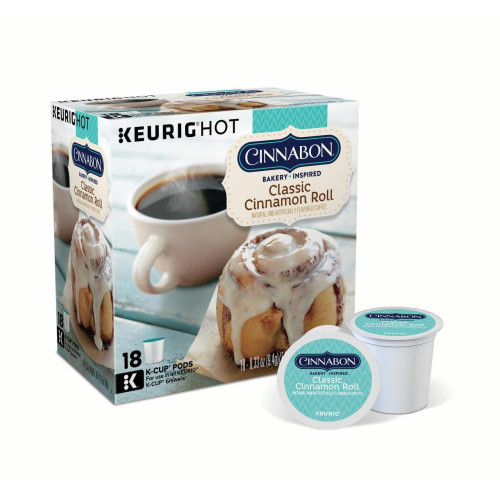 Cinnabon Classic Cinnamon Roll Keurig Single-Serve K-Cup Pods, Light Roast Coffee, 18 Count (Pack of 2)