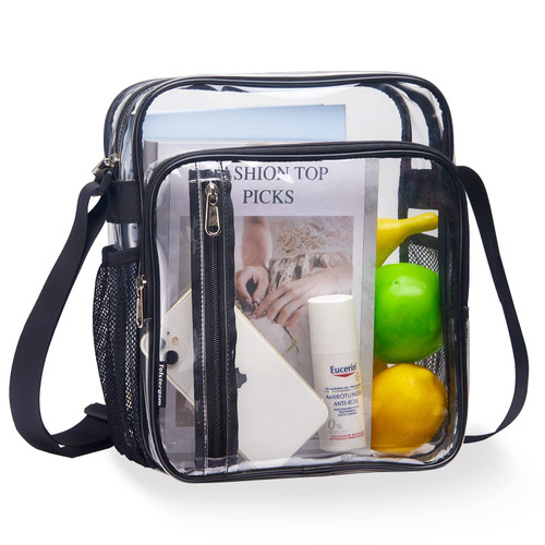 Clear Bag Stadium Approved, Clear Crossbody Purse Bag for Men & Women, Transparent Crossbody Messenger Shoulder Bag for Concerts,Security & Sporting Event