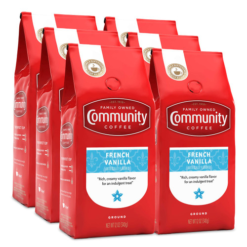 Community Coffee French Vanilla Flavored 72 Ounces, Medium Roast Ground Coffee, 12 Ounce Bag (Pack of 6) Community Coffee French Vanilla Flavored 72 Ounces, Medium Roast Ground Coffee, 12 Ounce Bag (Pack of 6)
