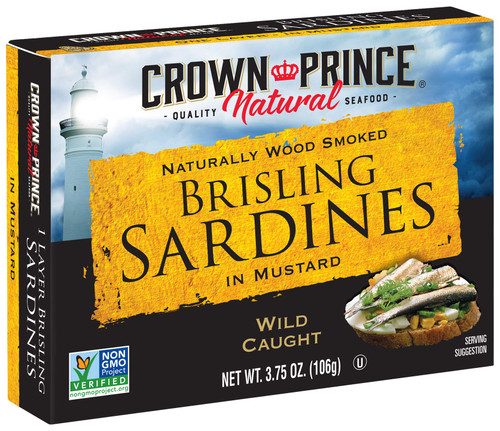 Crown Prince Natural One Layer Brisling Sardines in Mustard, 3.75-Ounce Cans (Pack of 12) Crown Prince Natural One Layer Brisling Sardines in Mustard, 3.75-Ounce Cans (Pack of 12)